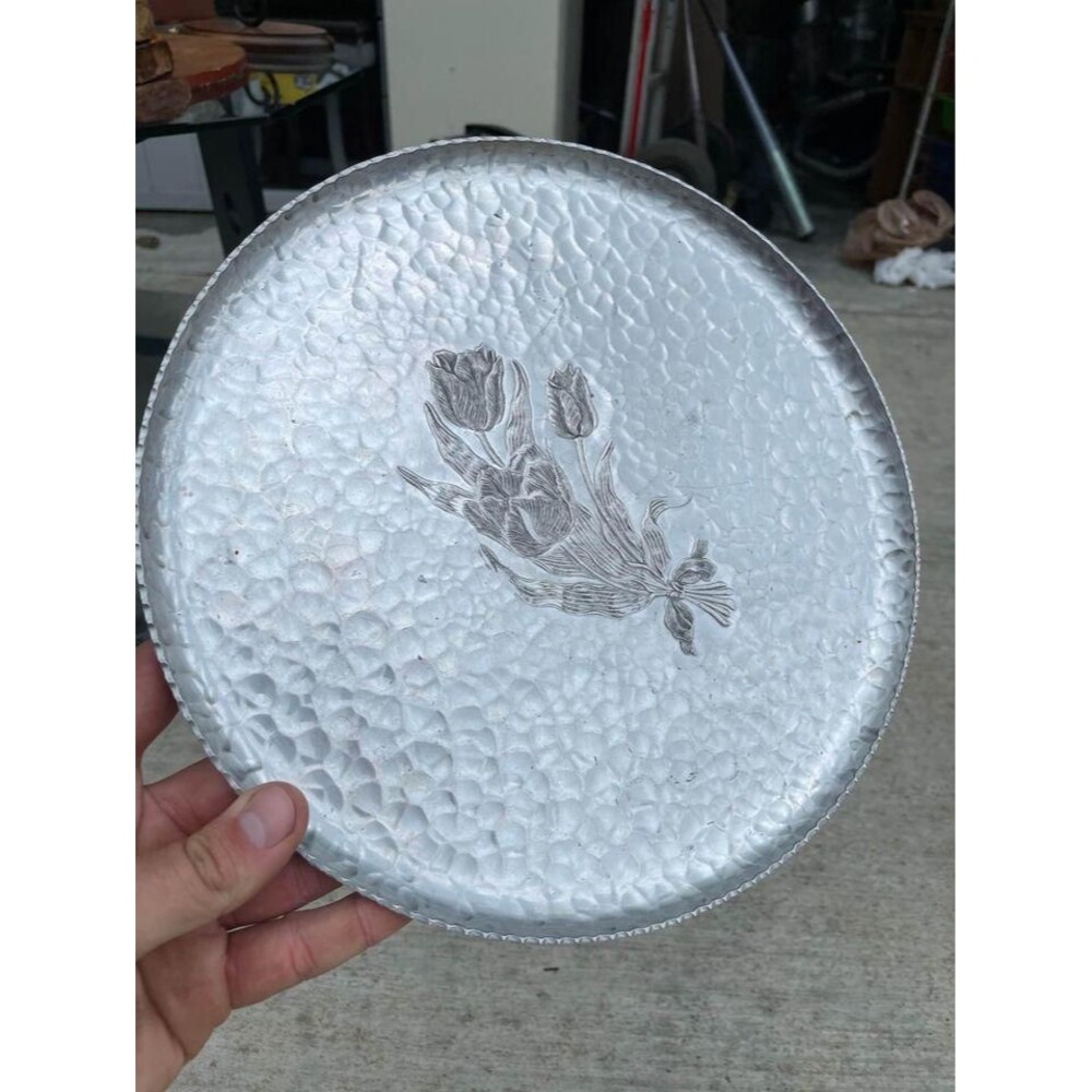 Beautiful Vintage Hand wrought Aluminum Platter by Rodney Kent